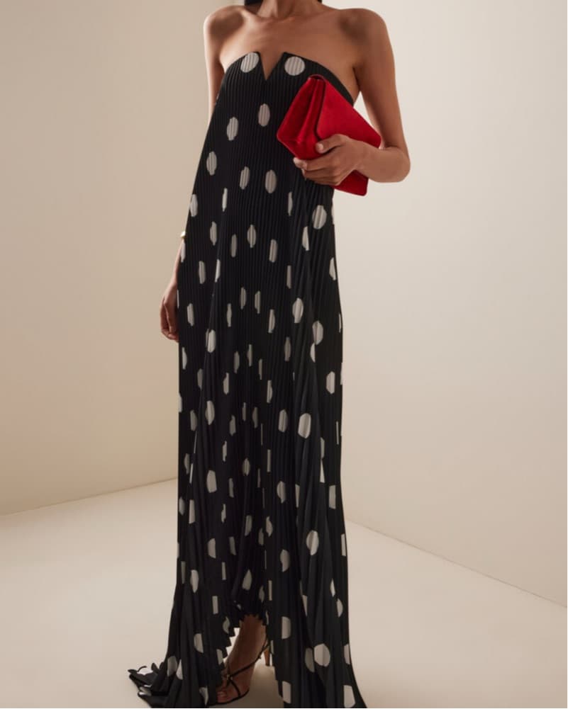 L’Idee Black Tie Pleated Gown - Image 1