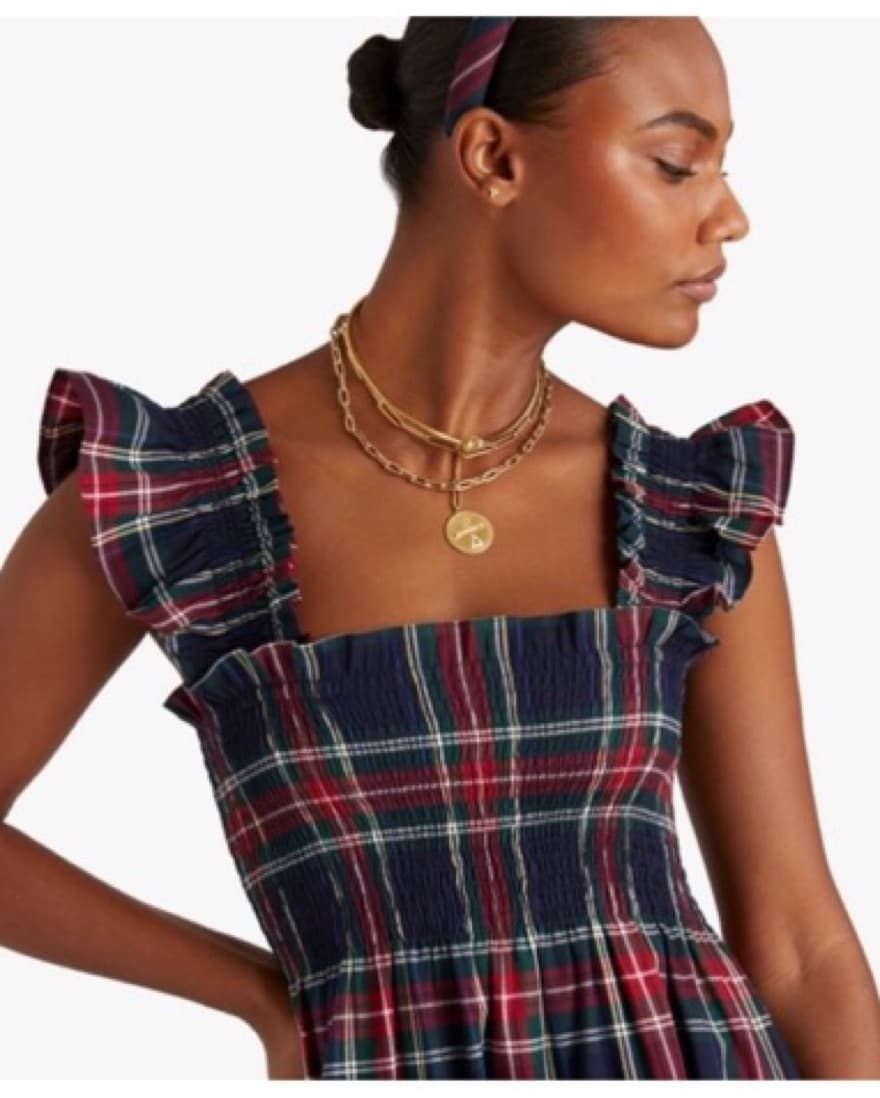 Hill House Navy Tartan Nap Dress - Image 4