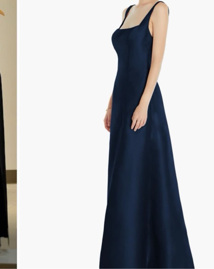Square Neck Satin A-Line Gown - Image 1