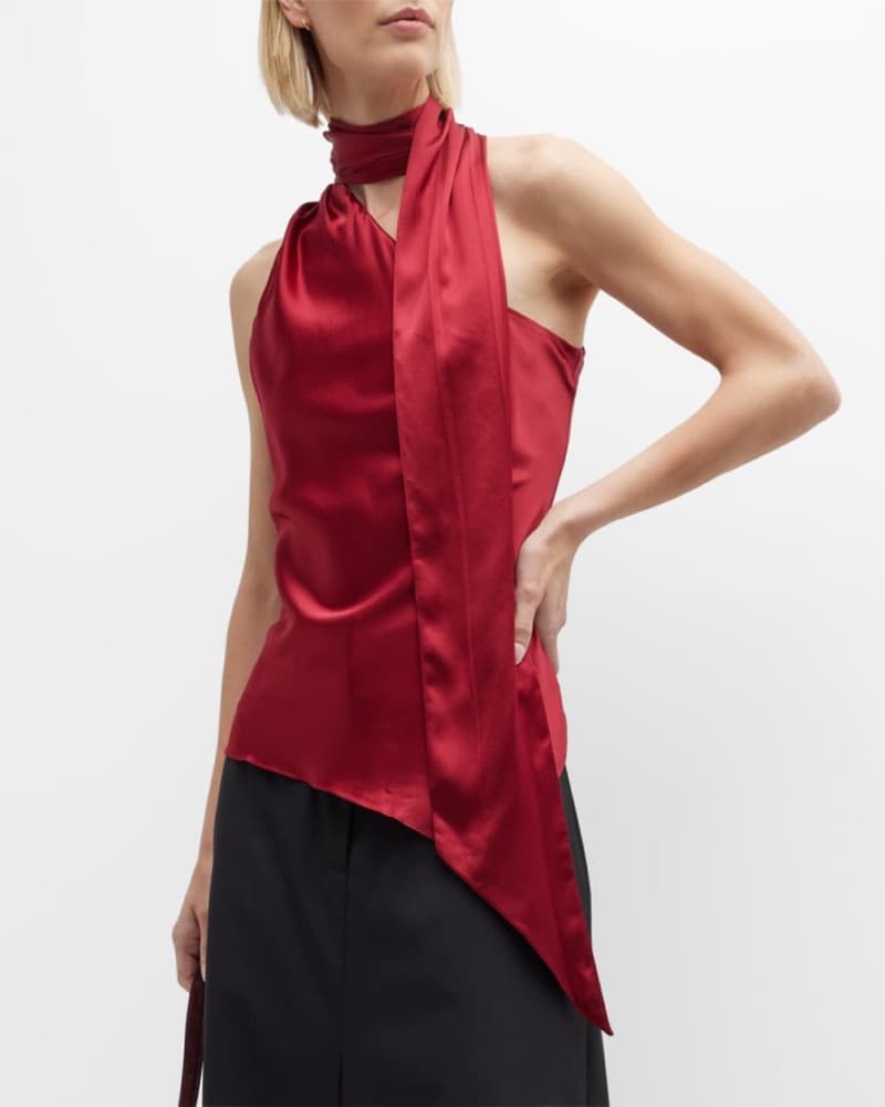 Et Ochs Red Scarf Silk Top - xs - Image 6