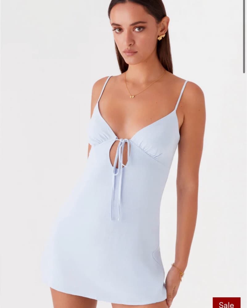 Baby Blue Peppermayo Tie Mini Dress - Image 1