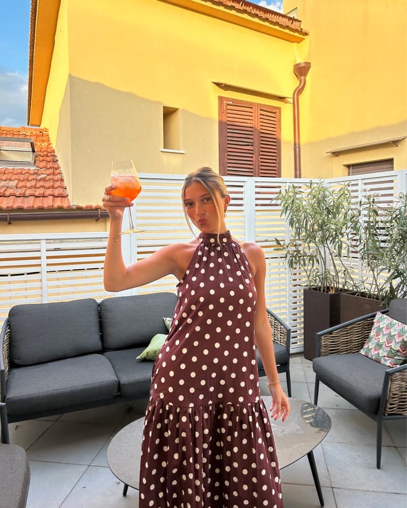 Polka Dot Halter Maxi Dress - Image 2
