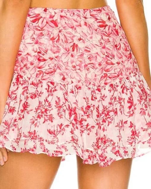 LoveShackFancy Red& White Floral Skirt   - Image 2