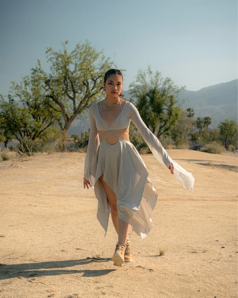 Asymmetrical Mesh Dress - Image 1
