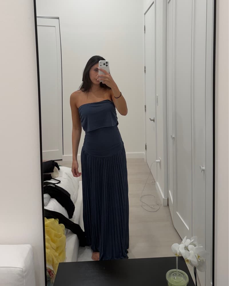 Lioness Strapless Maxi Dress In Navy - Image 1