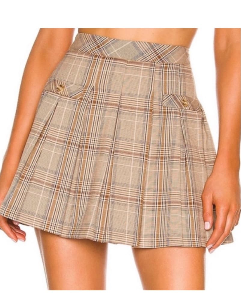 Majorelle Shae Plaid Tan Skirt - revolve - Image 1