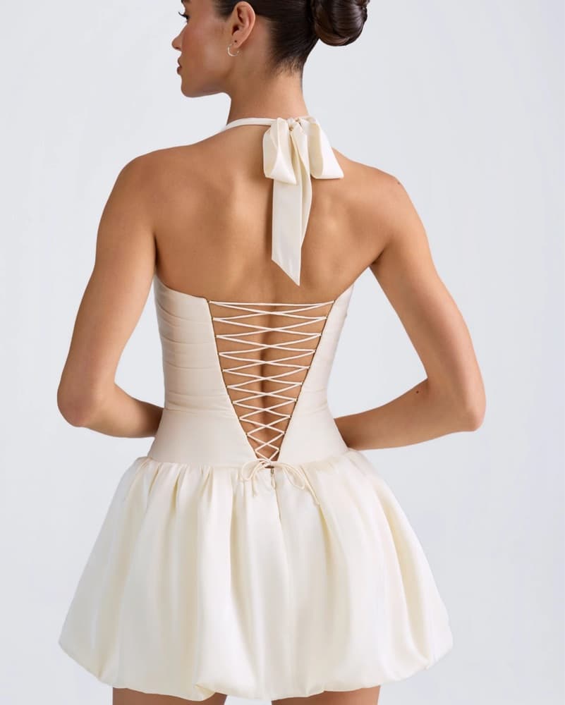 Oh Polly Ludmila Mini Dress in Ivory  - Image 3