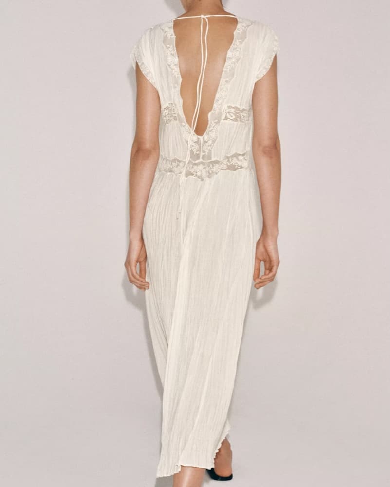 Zara Pleated Lace Dress ZW Collection - Image 3