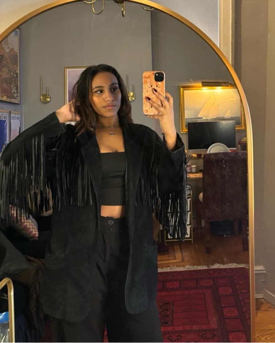Chic Black Real Suede Fringed Jacket - Image 2