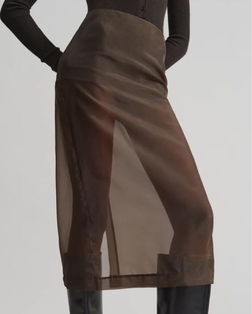 Brown Sheer Midi Skirt - Image 3