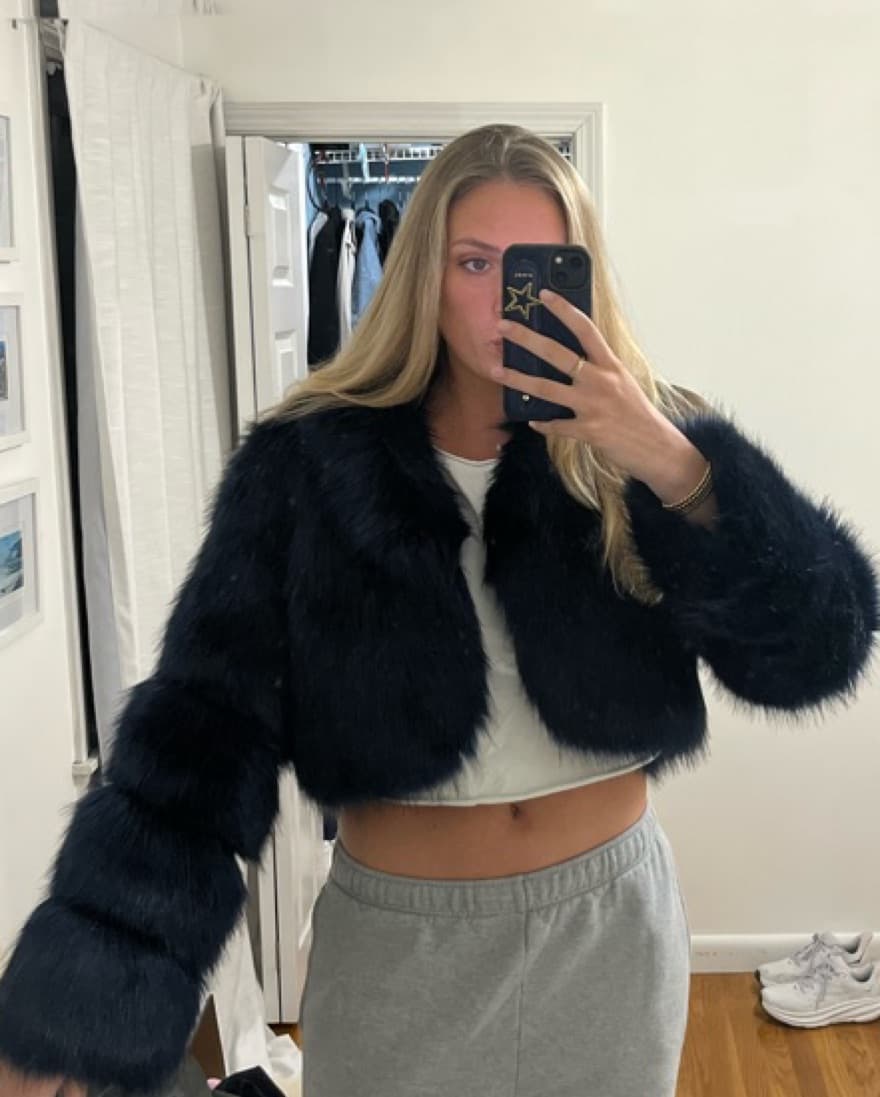 Blue Cropped Faux Fur - Image 1