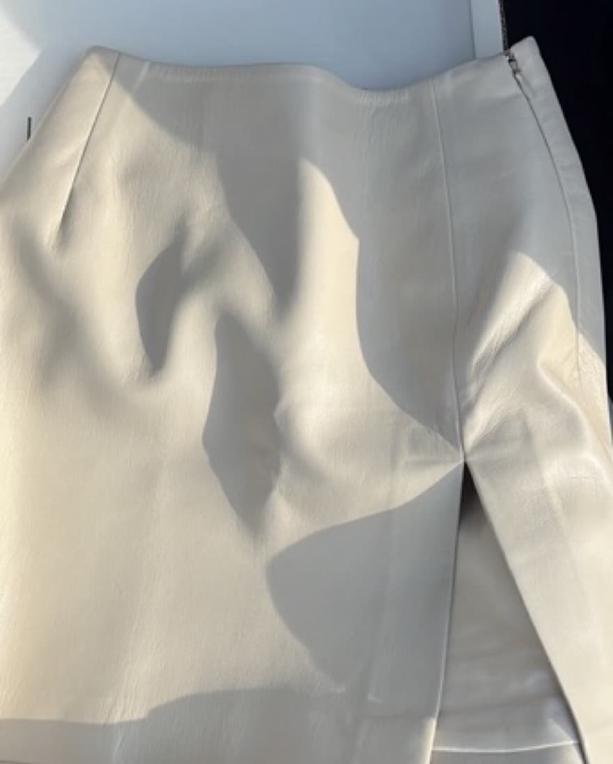 Andamane Vegan Leather Off White Skirt  - Image 3
