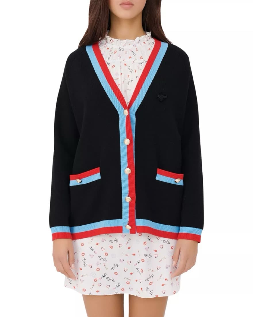 Maje Two Tone Striped Sweater Cardigan - Image 1