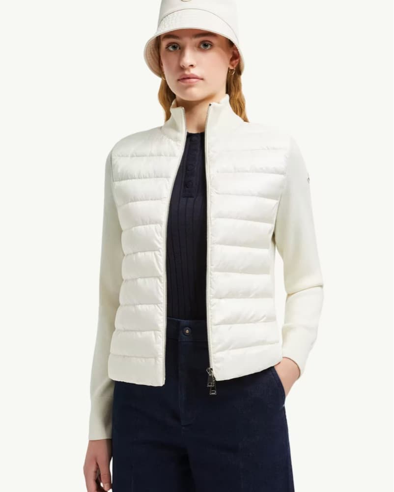 Moncler White Puffer And Wool Jacket - Image 1