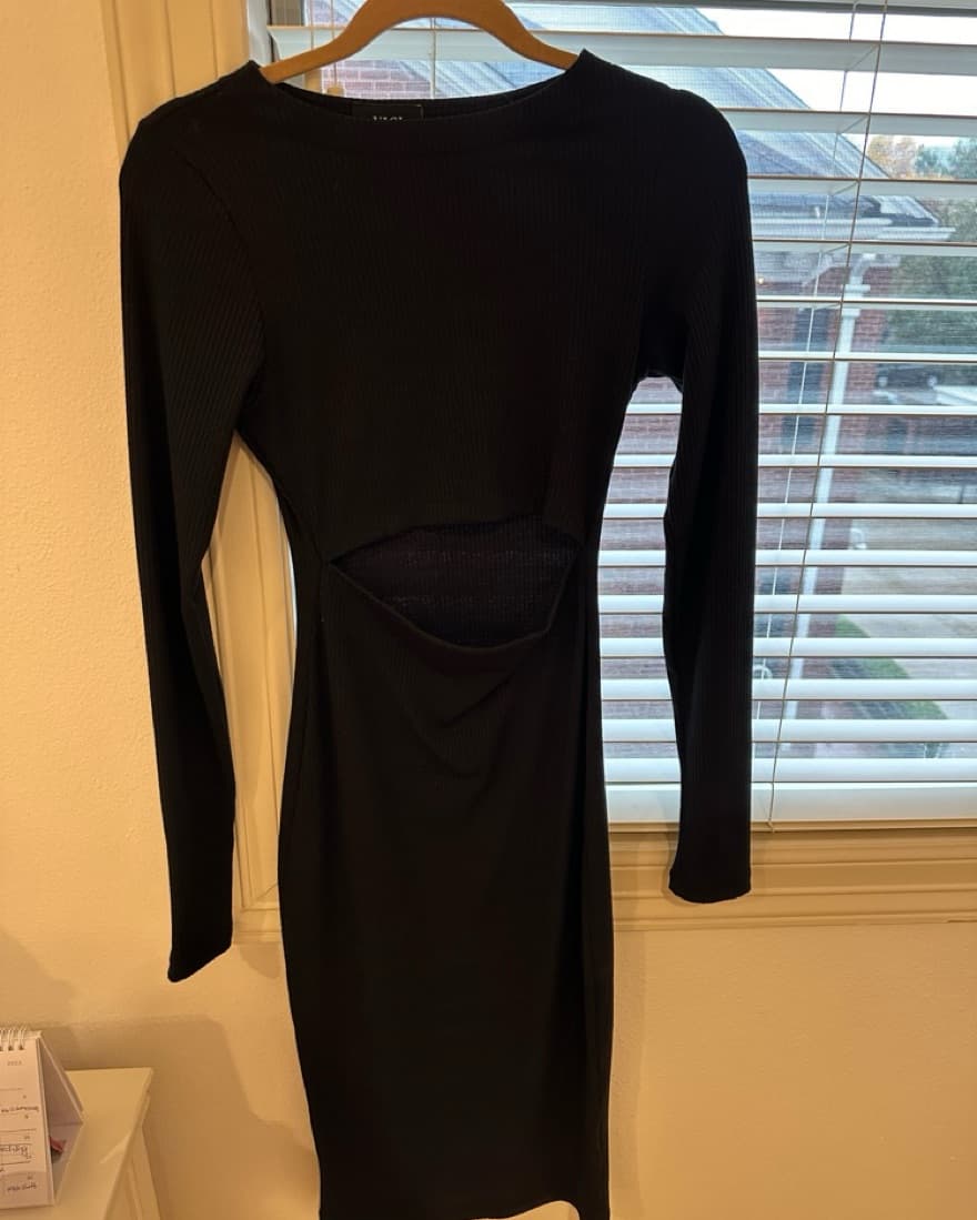 Vici Black Midi Dress With Slit  - Image 2