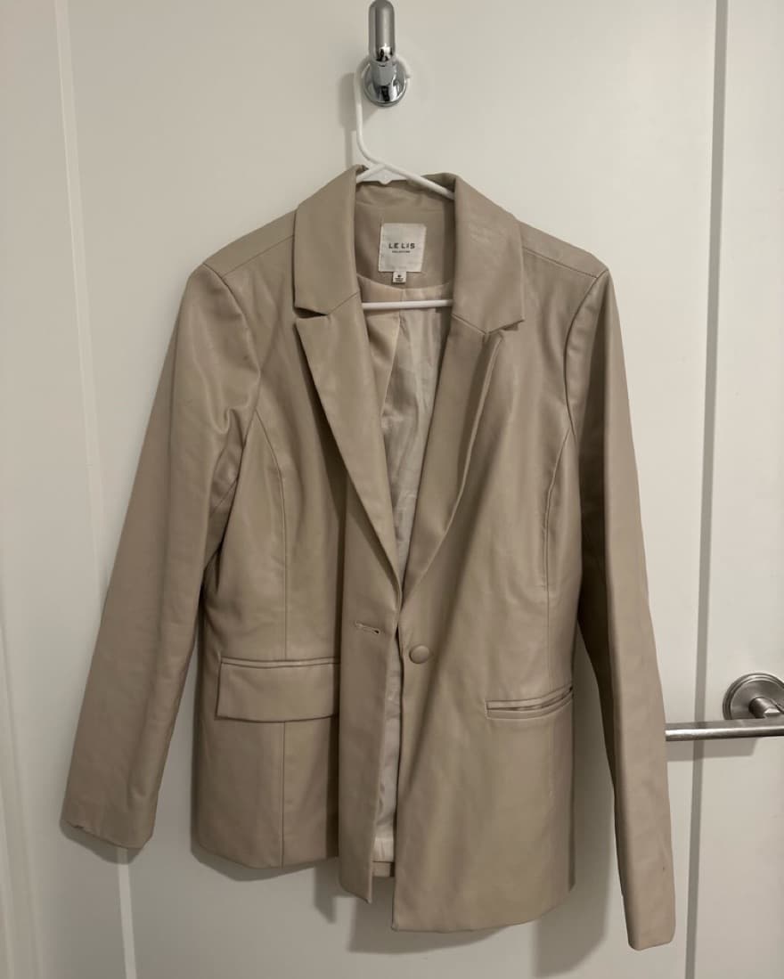 Cream Leather Blazer - Image 1