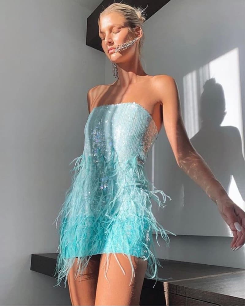 Retrofete Anastasia Sequin Feather Dress - Image 5
