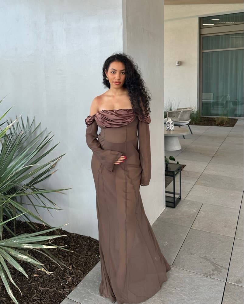Ivanna Off Shoulder Chiffon Maxi Dress - Image 1