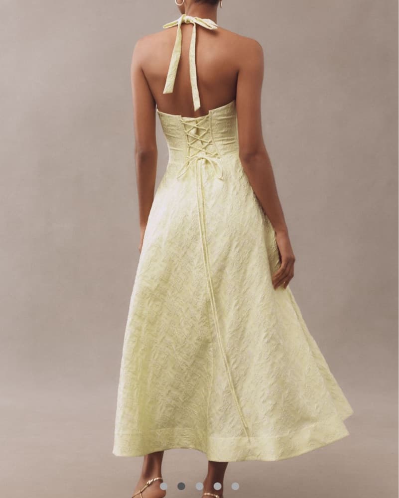Yellow Flared Halter Top Dress  - Image 3