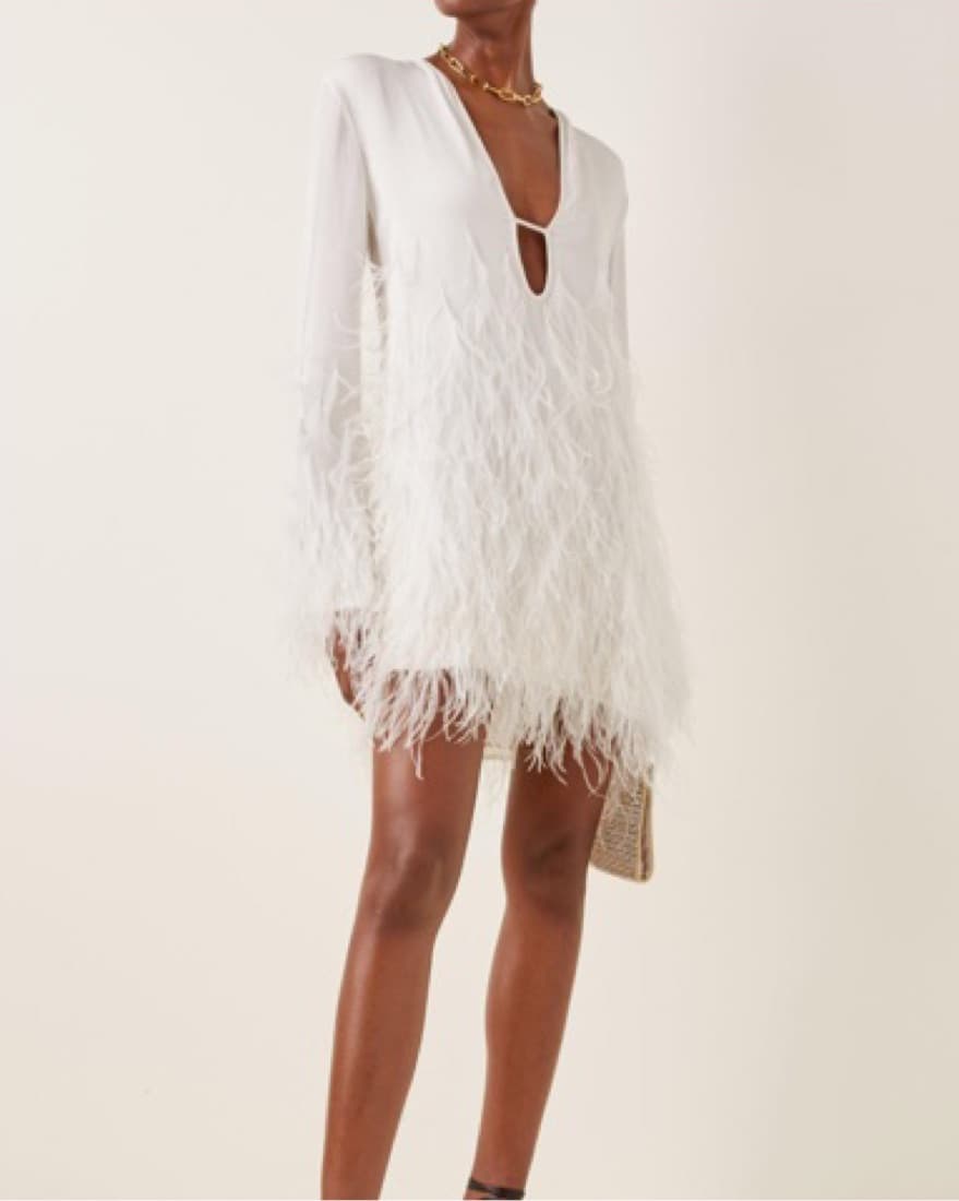 Cult Gaia Evelyn White Mini Feather Dres - Image 1