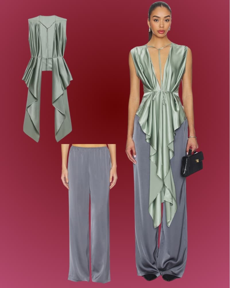 Satin Top & Pants Set  - Image 1