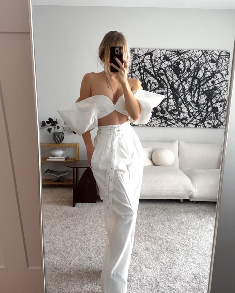 Ronny Kobo Birdy Linen Micro Crop Top - Image 4