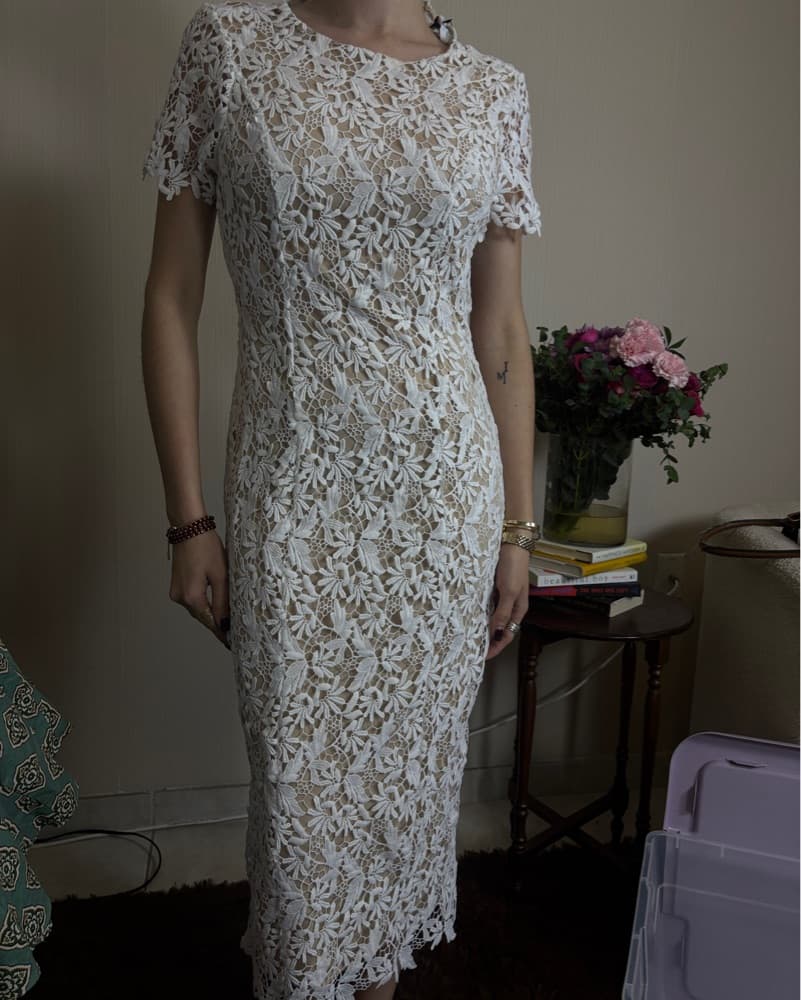New NSR White Lace Short Sleeve Dress - Image 4