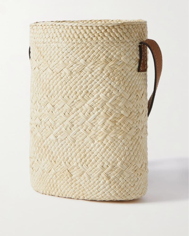 Loewe Leather Trimmed Raffia Bag - Image 3