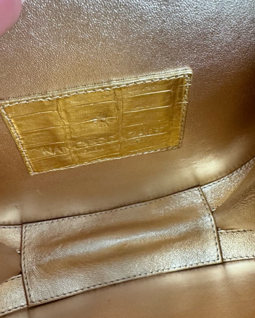 Nancy Gonzalez Gold Croc Clutch - Image 2
