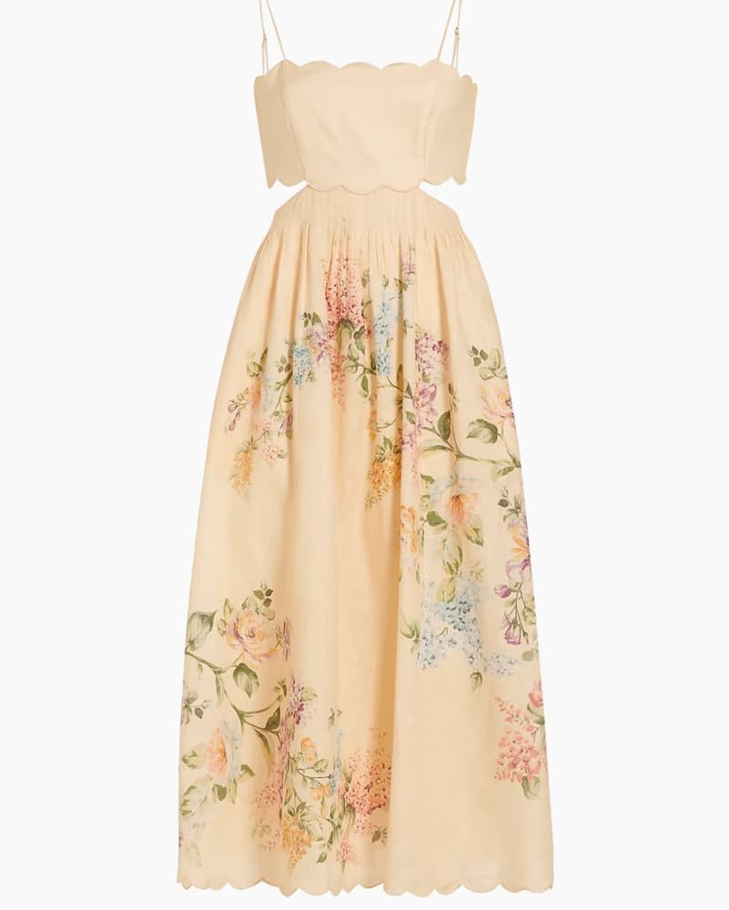 Zimmermann Floral Scalloped Midi Dress - Image 1