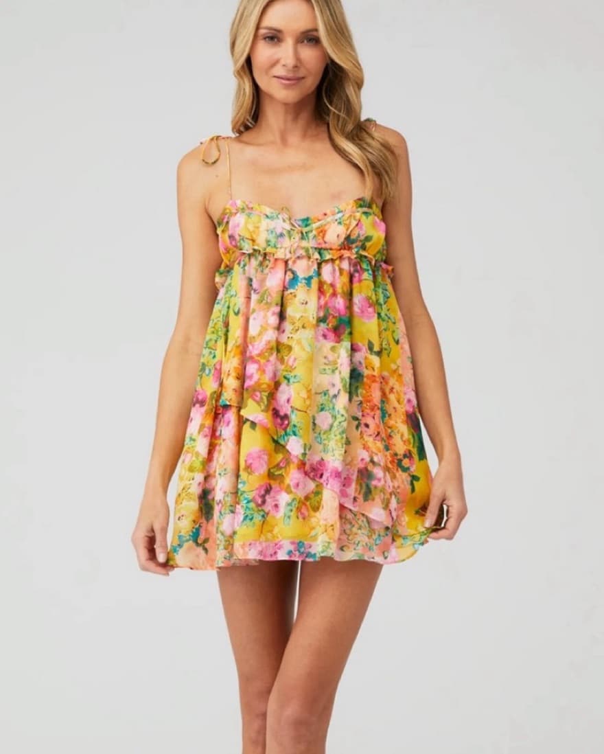Vibrant Floral Babydoll Dress - Image 1