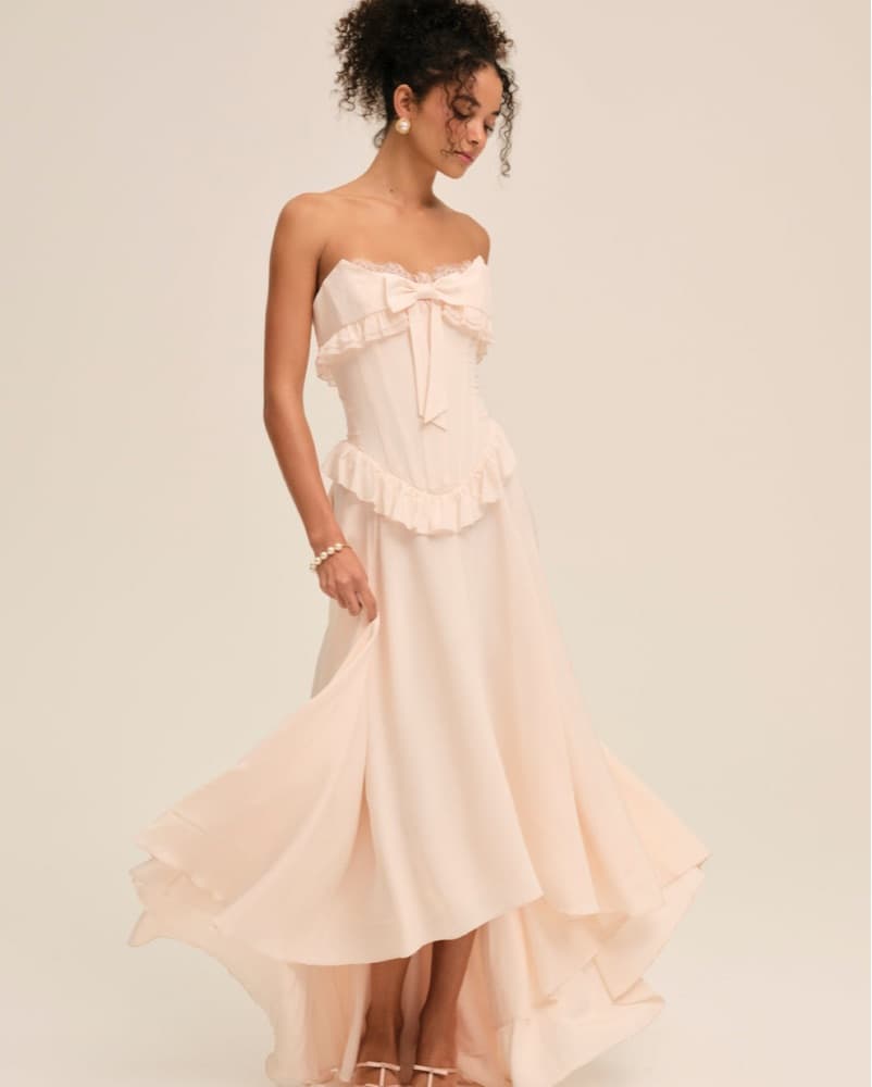 Romantic Ruffled Strapless Maxi Dress - Image 4