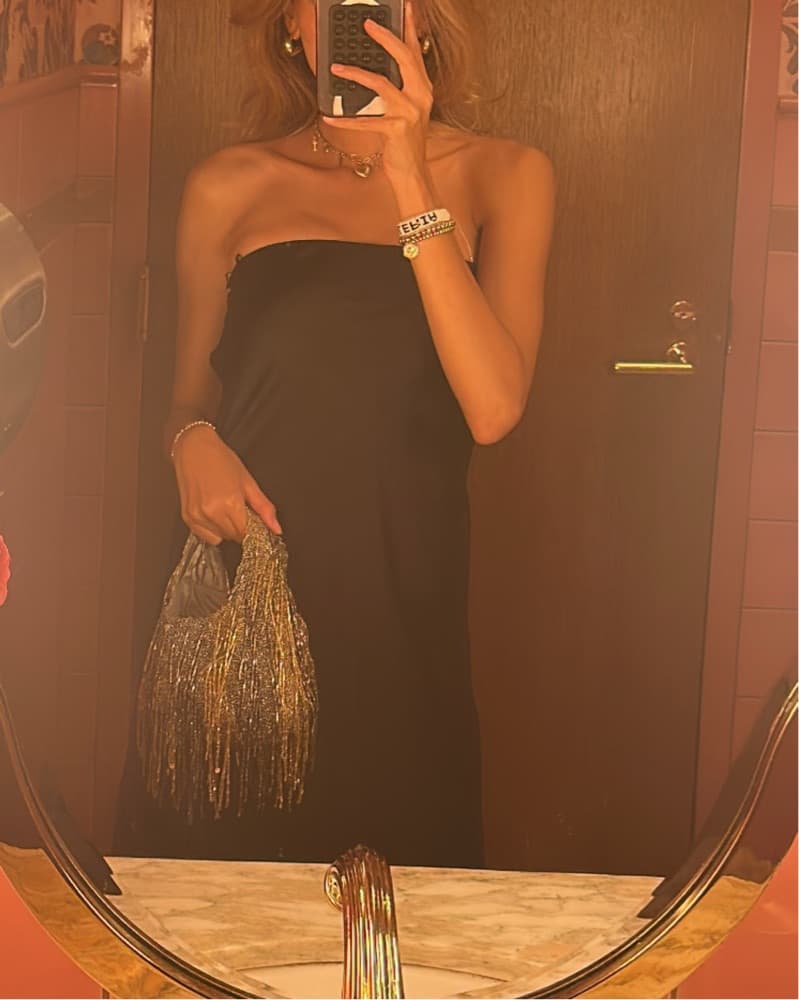 Black Strapples Midi Dress - Image 2