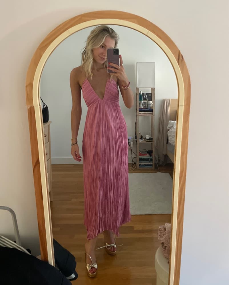 ALC Pink Pleated Dress - Image 3