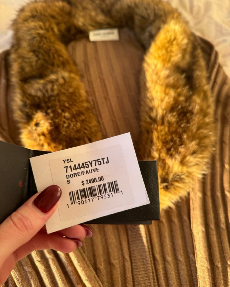 Saint Laurent Faux-Fur Trimmed Cardigan - Image 6
