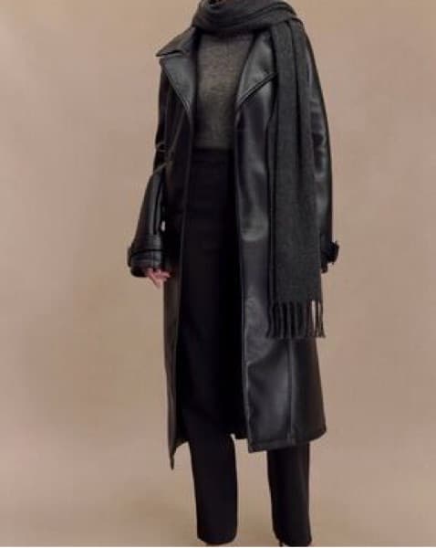Meshki Faux Leather Trench Coat - Image 1