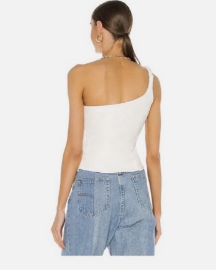 The Bar One Shoulder Faux Leather Top - Image 2