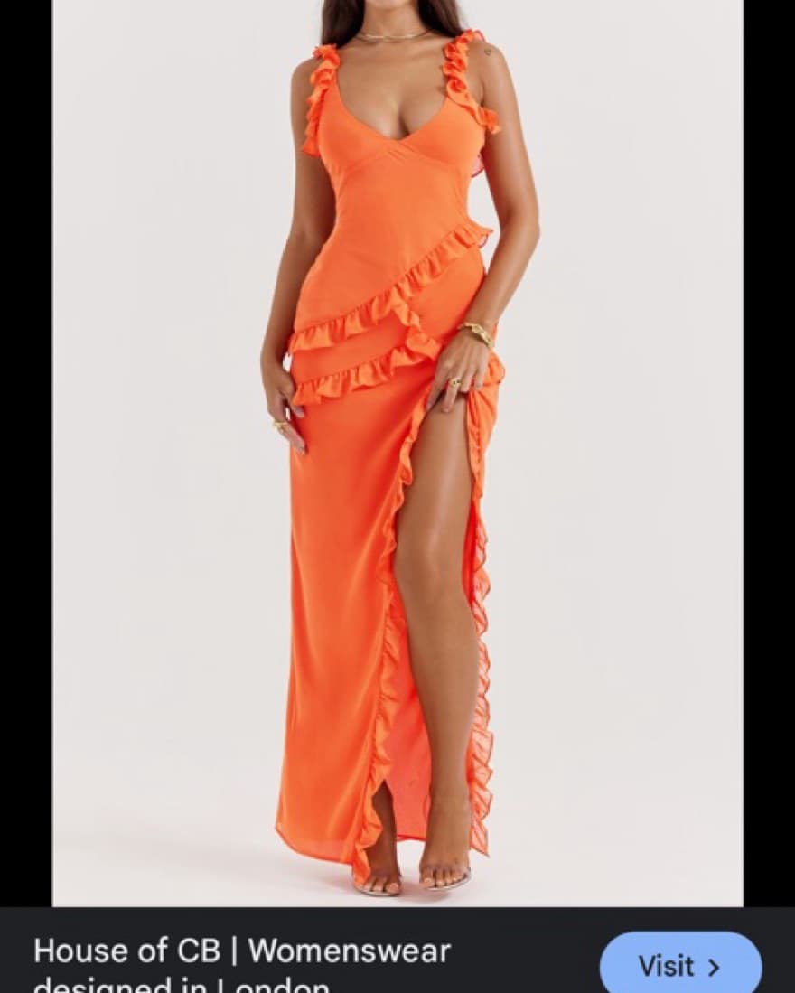 House Of CB Orange Ruffle Maxi Dress - Image 1