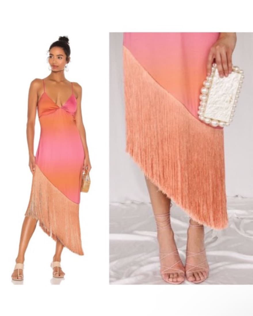 Cult Gaia Tiana Fringed Satin Midi Dress - Image 1