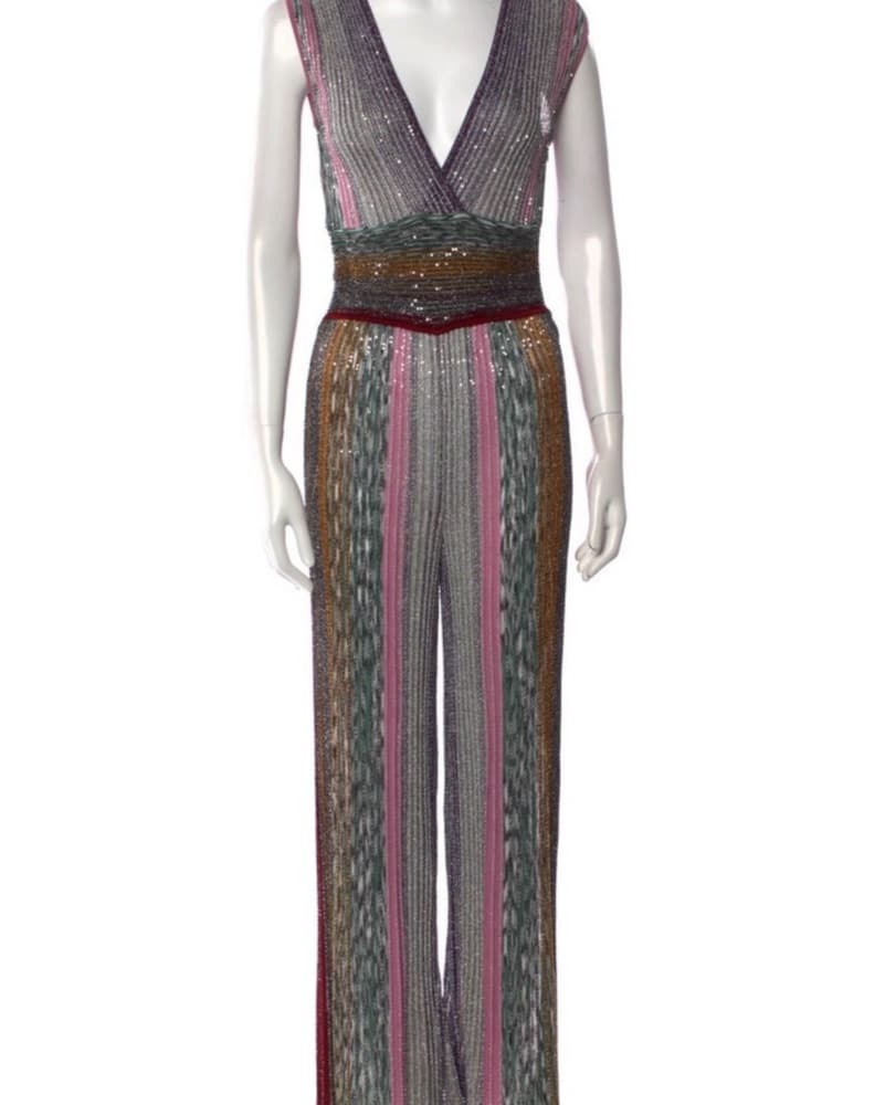 Missoni Striped V Neck Jumpsuit - Image 1