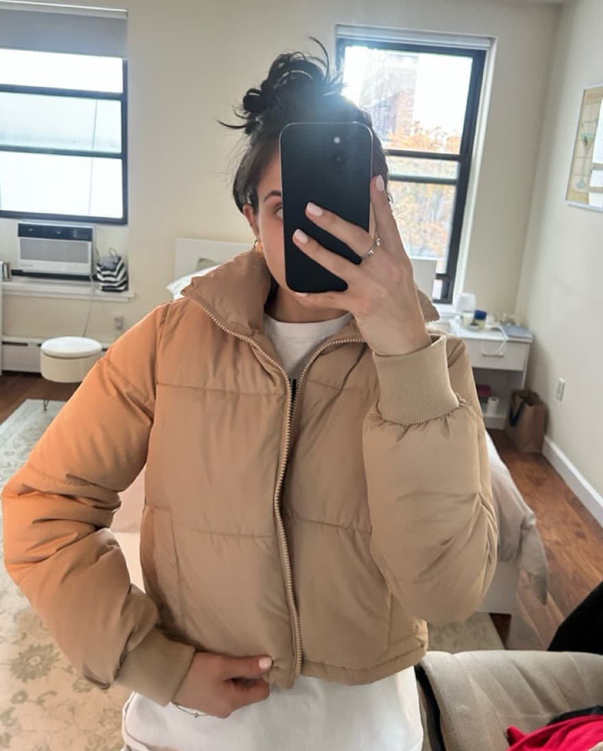 Light Brown Cropped Puffer  - Image 2