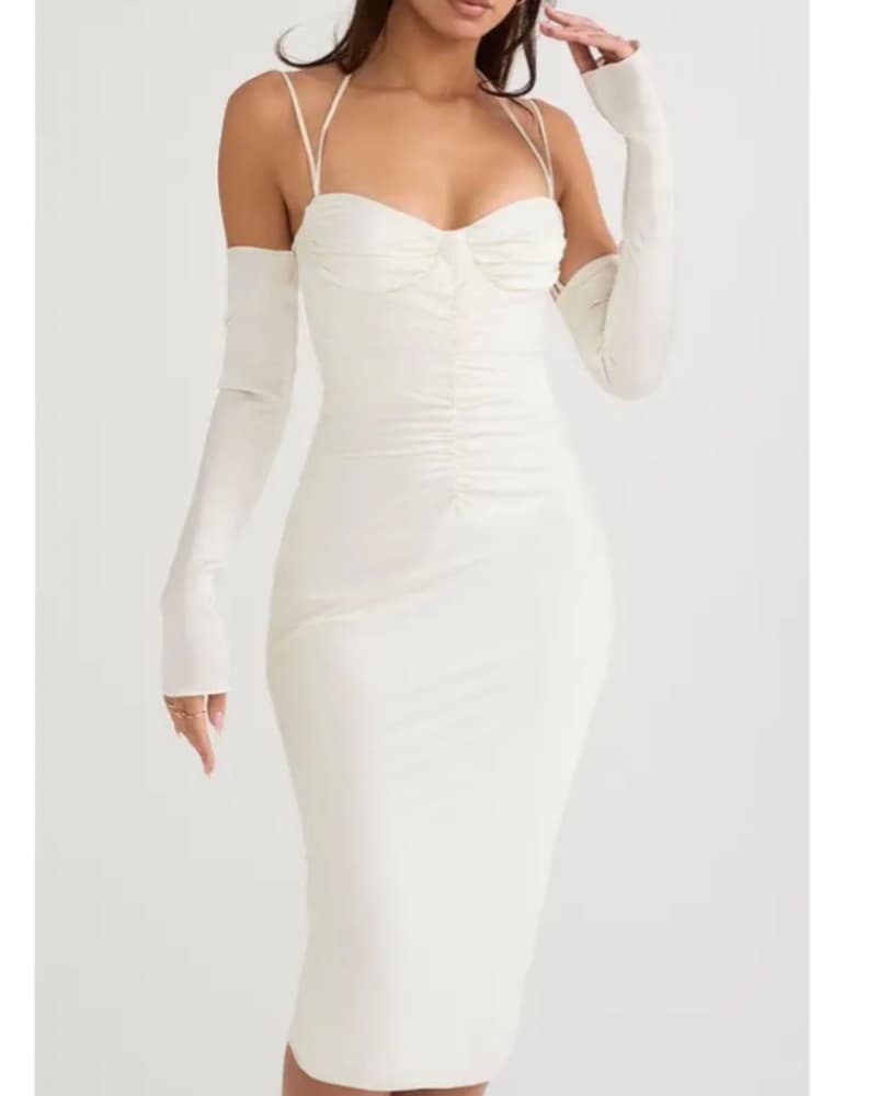 House Of CB 'Nanoushka' Ivory Satin Midi - Image 1