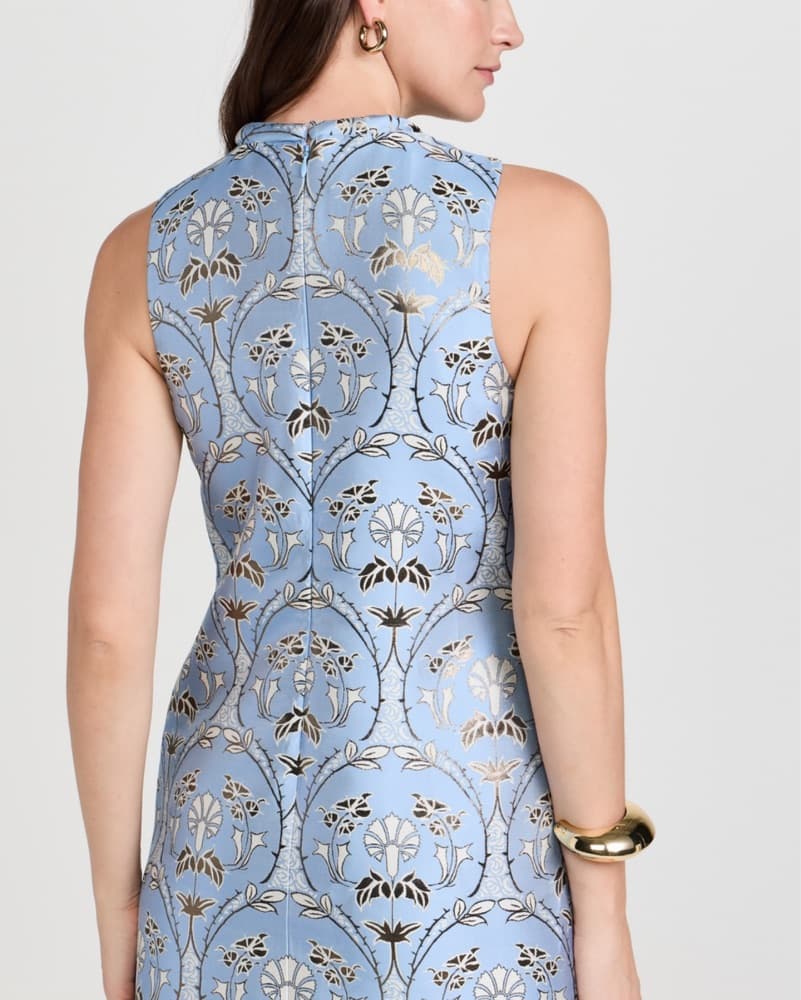 Blue Metallic Floral Cara Cara Dress - Image 3