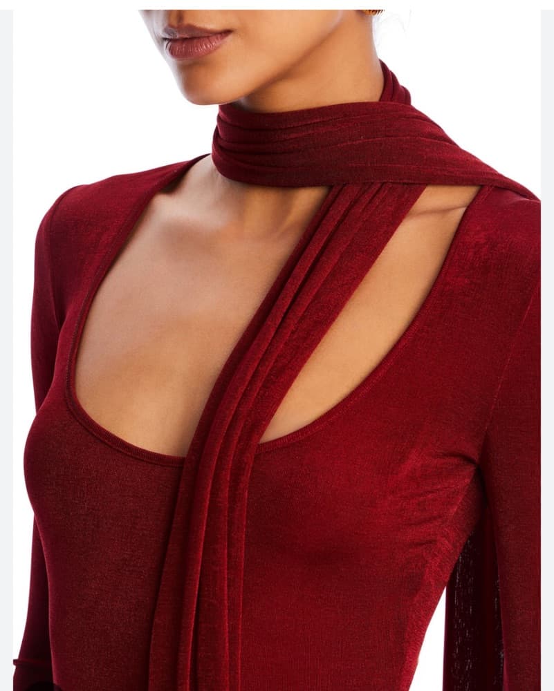 Red Maxi Dress With Scarf Detail - Image 3