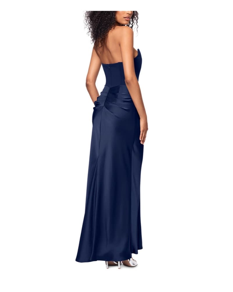Long Navy Strapless Gown - Image 2