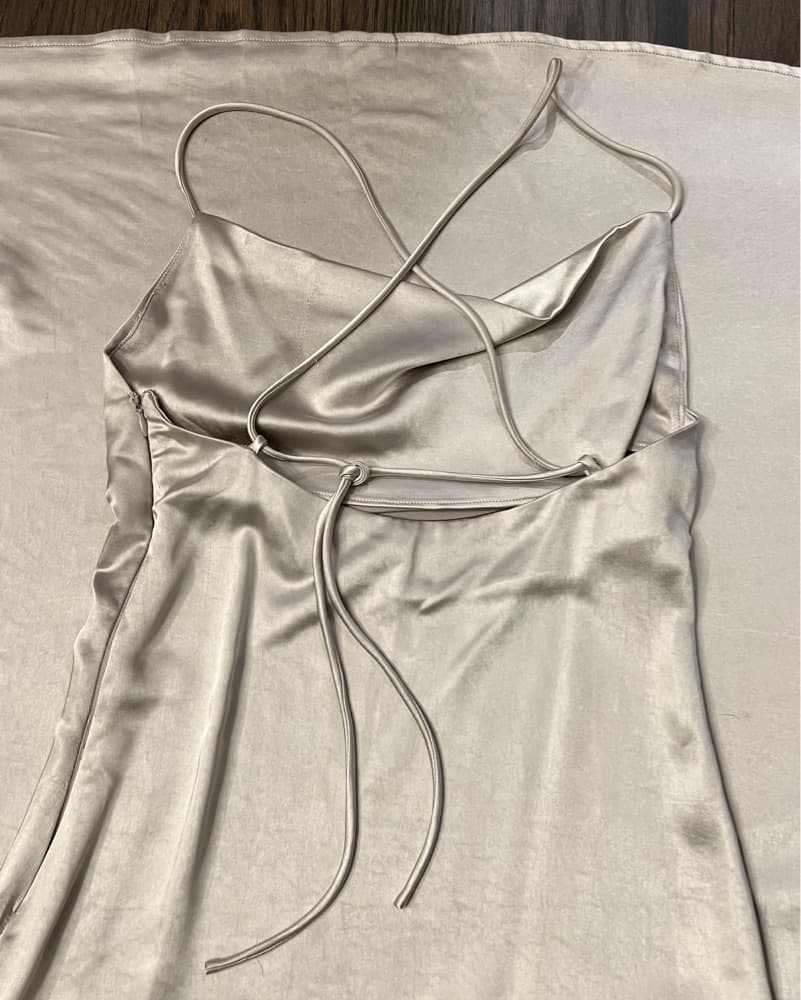 Mod Ref Silver Satin Slinky Slip Dress - Image 4