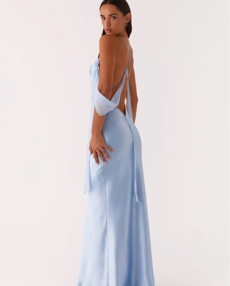 Elegant Blue Satin Slip Dress - Image 3