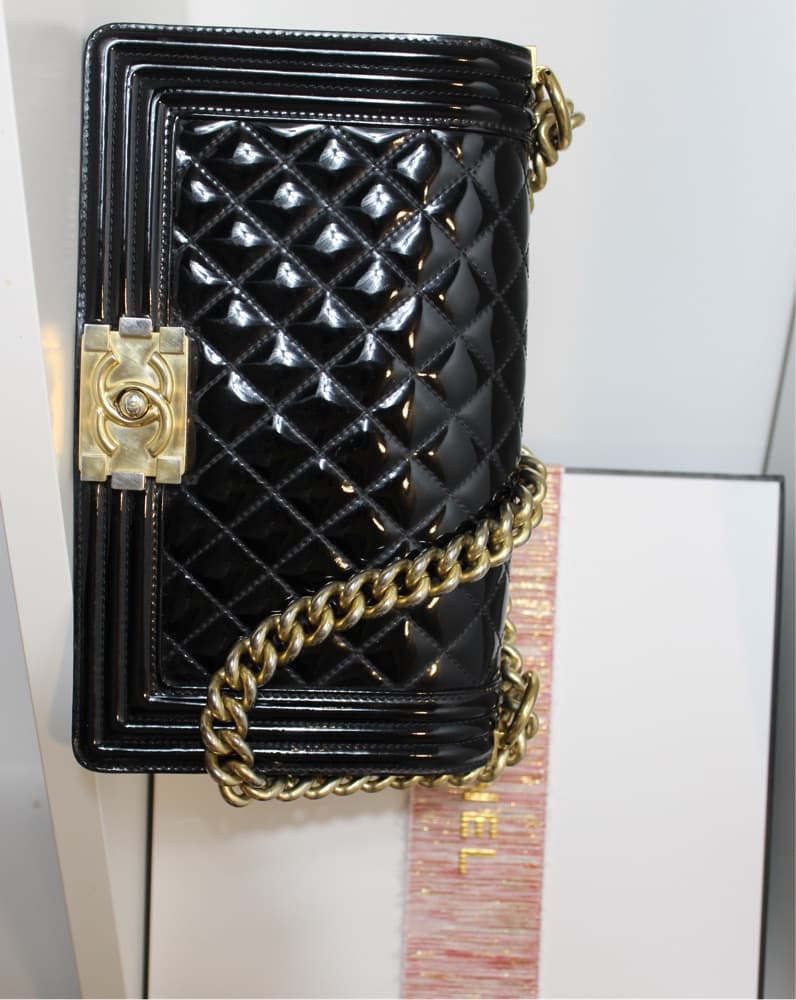Chanel Quilted Patent Leather Boy Bag  - Image 4