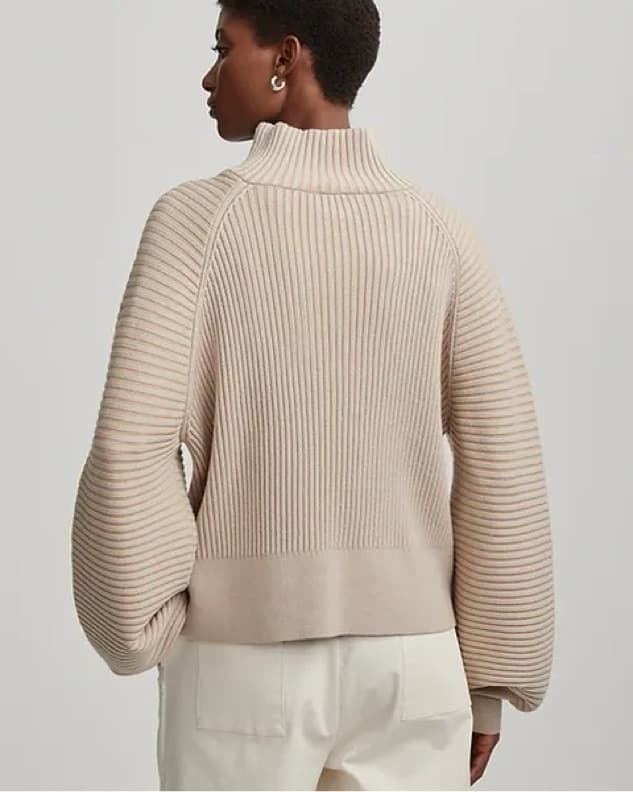 Varley Reid Half Zip Knit in Cement - Image 6