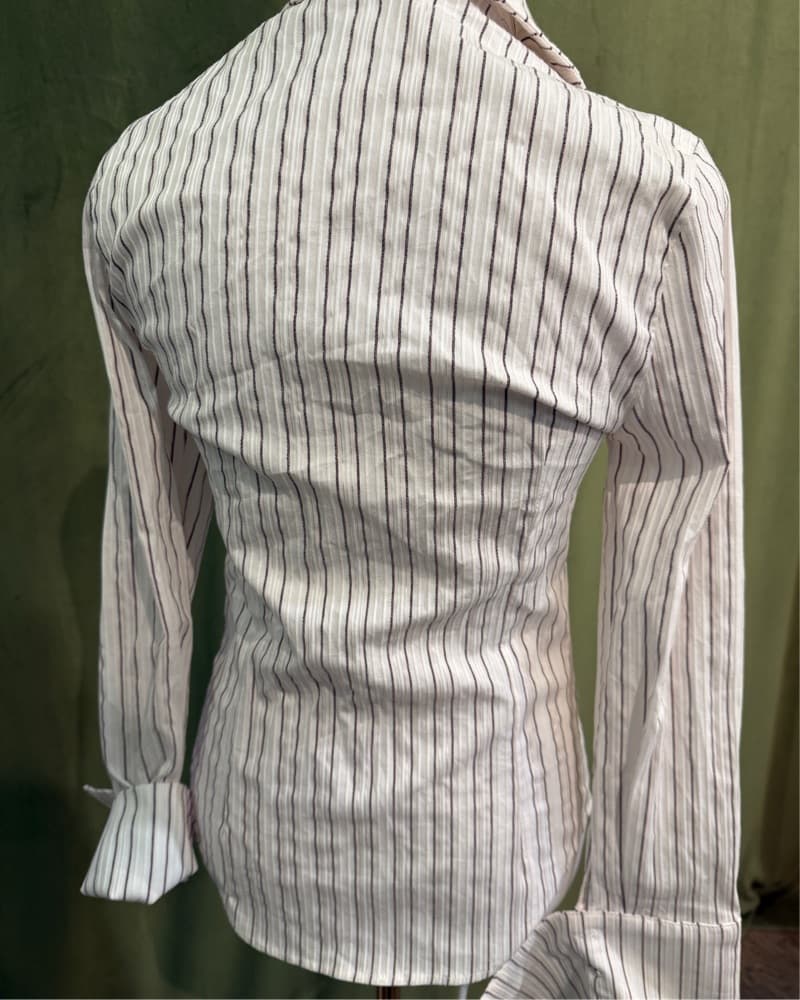 Crisp Striped Button-Up Blouse - Image 2